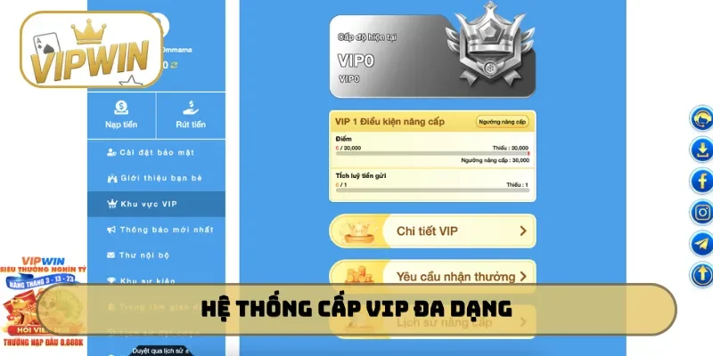 Hệ thống cấp VIP đa dạng